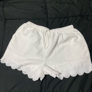 White Scalloped Shorts